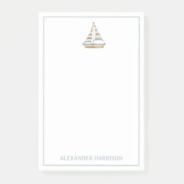 Vattenfärg Blå Rand Segelbåt Post-it Block