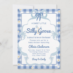 vattenfärg blå Silly Goose Gingham Band flicka Inbjudningar