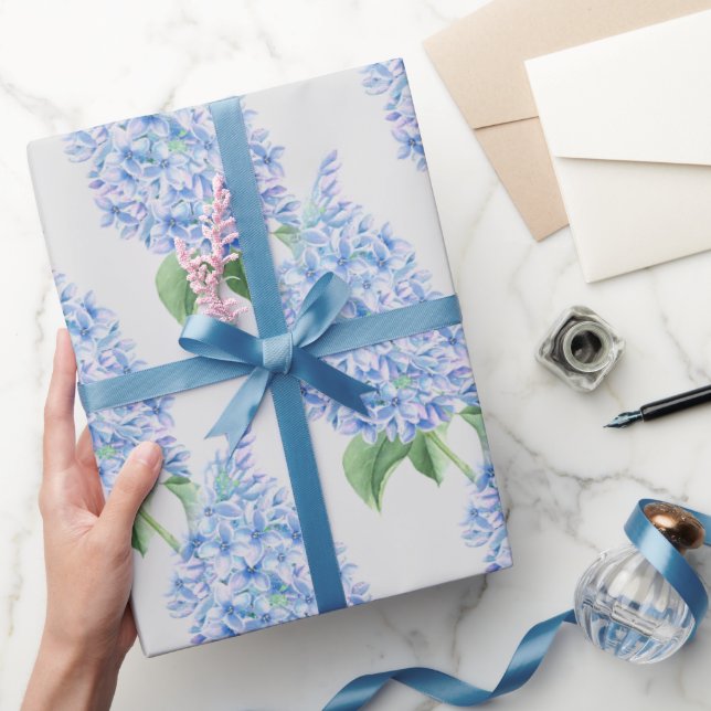 Vattenfärg Blå Syrenmönster Presentpapper (Gifting)