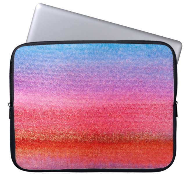 Vattenfärg Blå till Rosa Gradientblandning  Laptop Fodral (Framsidan)