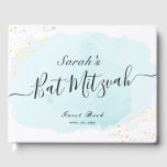 Vattenfärg blå x Guld Bat mitzvah gäst Bok<br><div class="desc">Den här bat mitzvah gästen bok i chic och elegant har en vit bakgrund med turkosa blå penseldrag i vattenfärg och guld stänk. Anpassa den efter dina behov. Du hittar fler matchande produkter i min butik.</div>