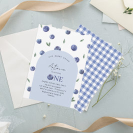 Vattenfärg Blåbär 1-års födelsedagsfest  Inbjudningar