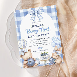 Vattenfärg Blåbär 1-års födelsedagsfest Inbjudningar