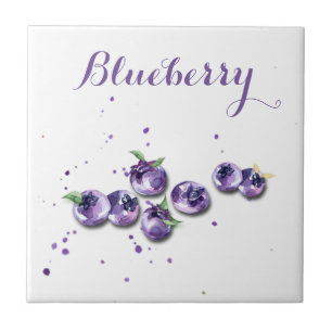Vattenfärg Blåbär Ceramic Tile Kakelplatta