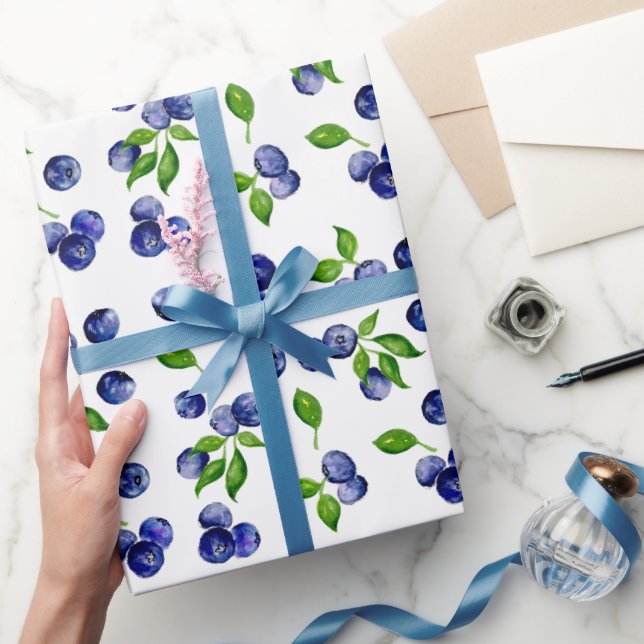Vattenfärg Blåbär Mönster Söta Bär Presentpapper (Gifting)