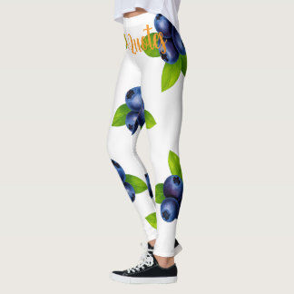 Vattenfärg Blåbärs Botaniskt Mönster Leggings