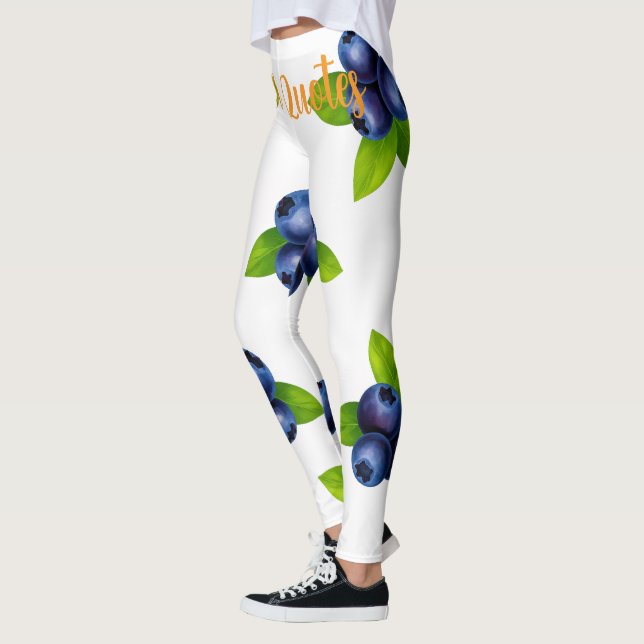 Vattenfärg Blåbärs Botaniskt Mönster Leggings (Vänster)