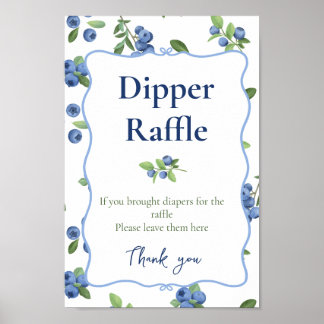 Vattenfärg Blåbärsble Diaperlotteri Poster