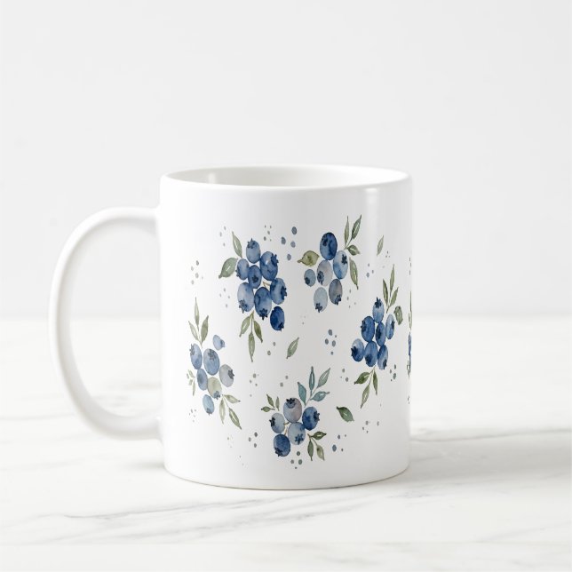 Vattenfärg Blåbärsmönster – Sött Botaniskt Bär Kaffemugg (Vänster)