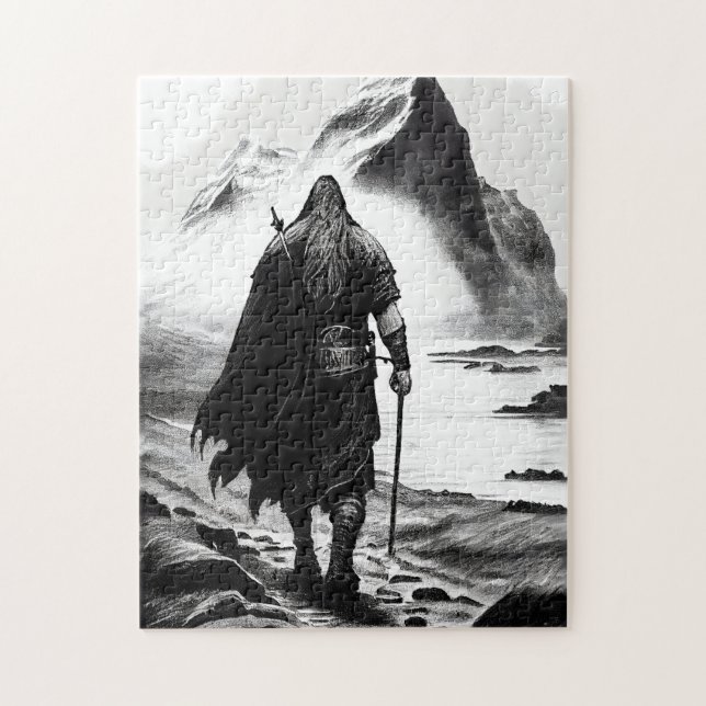Vattenfärg bläckpenna av Viking krigare Pussel (Vertikal)