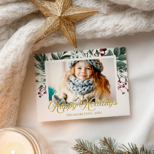Vattenfärg Blad God Jul Jul Foto Vykort
