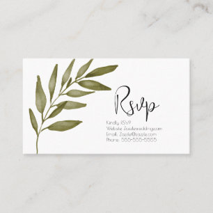 Vattenfärg Blad Gren Grön RSVP Bröllop Visitkort