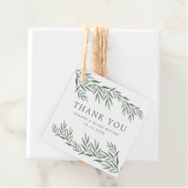 Vattenfärg Blad Grönska Bröllop Tack Gåvor Etiketter