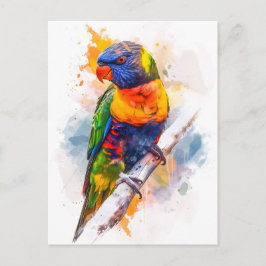 Vattenfärg Blåfogel Lori Vykort