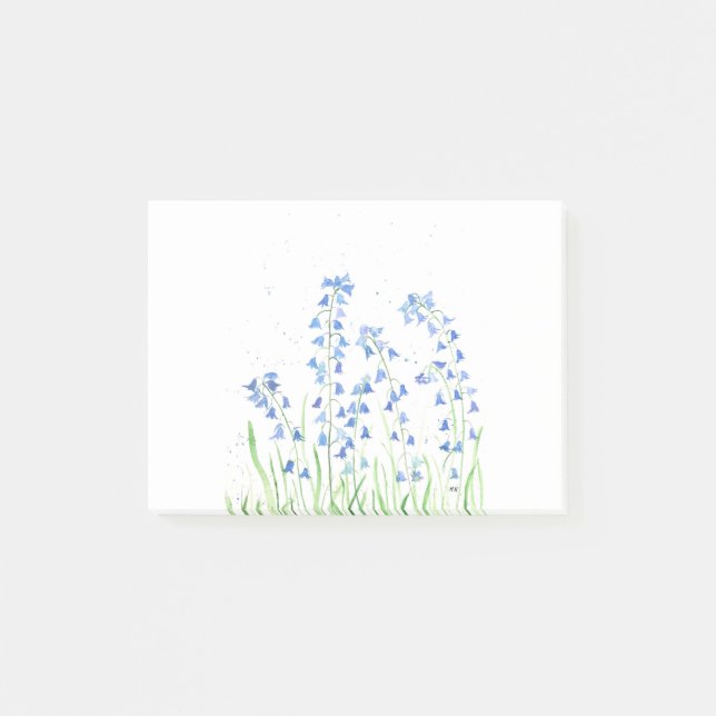 Vattenfärg blåklockor blommor skog chic post-it block (Framsida)