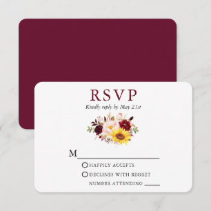 Vattenfärg Blandad Blommigt Bröllop Burgundy OSA Kort