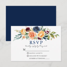 Vattenfärg Blandad Blommigt Greenery Blue Bröllop OSA Kort