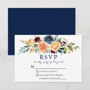 Vattenfärg Blandad Blommigt Greenery Blue Bröllop OSA Kort