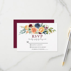 Vattenfärg Blandad Blommigt Greenery Burgundy Bröl OSA Kort