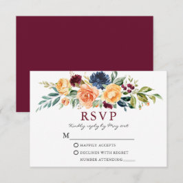 Vattenfärg Blandad Blommigt Greenery Burgundy Bröl OSA Kort