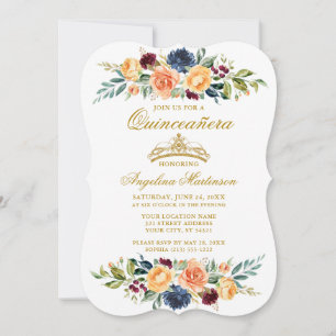 Vattenfärg Blandad Blommigt Greenery Quinceanera Inbjudningar