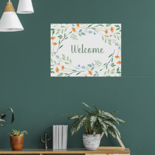 Vattenfärg Blandad Blommigt Ram Poster