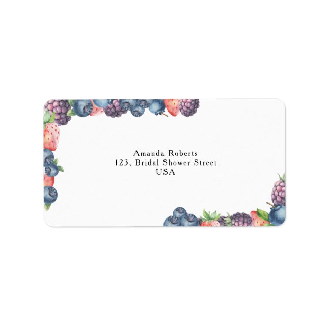 Vattenfärg blandade bär adressetikett (Framsidan)