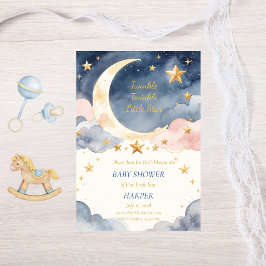 Vattenfärg Blinkar Lilla Stjärna Baby Shower Inbjudningar