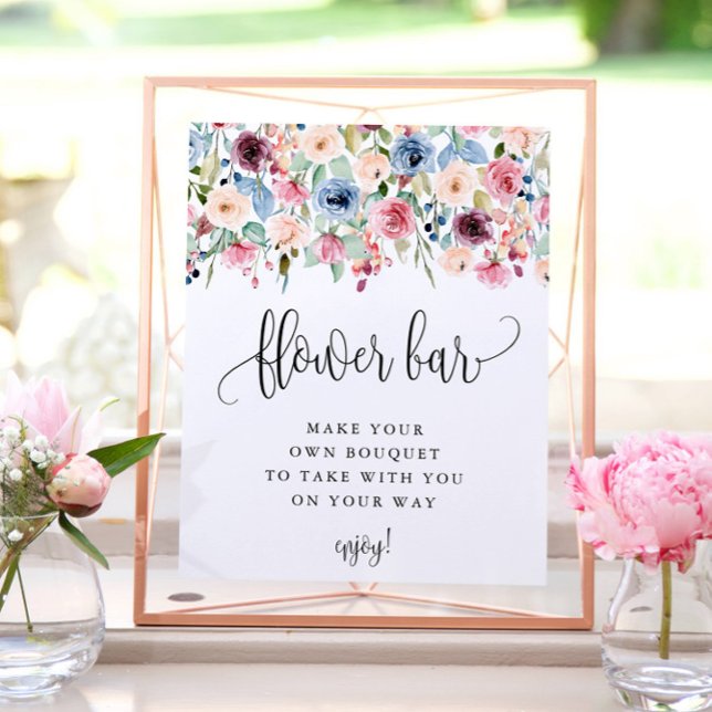 Vattenfärg blomma blommar blommig bar poster (Skapare uppladdad)