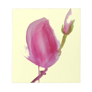 Vattenfärg blomma konst i rosa magnolia anteckningsblock