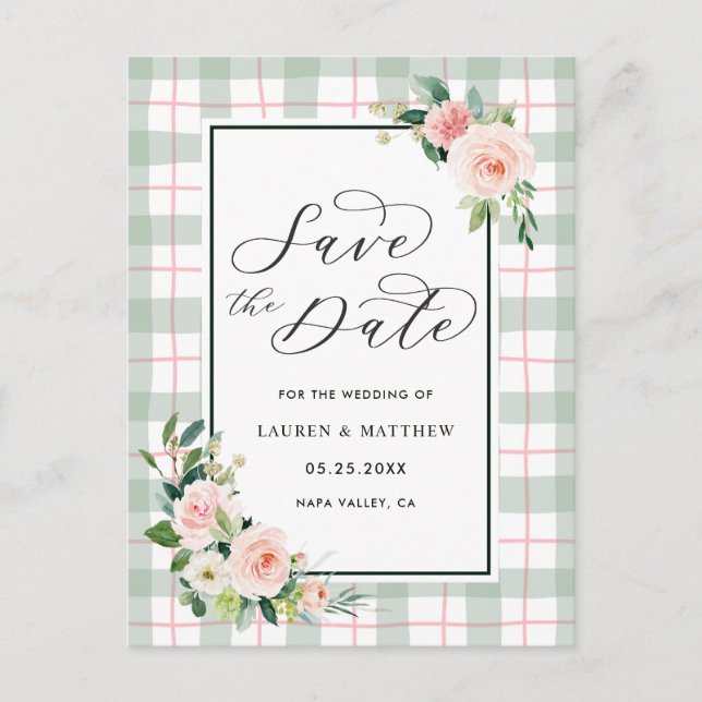 Vattenfärg Blommande Bröllop Spara Datumet Meddelande Vykort (Framsida)