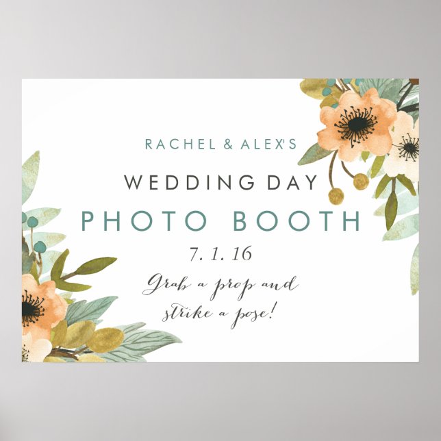 Vattenfärg Blommande Fotobåsaffisch Poster (Framsidan)