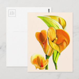 Vattenfärg blommande kallalilja vykort