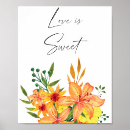 Vattenfärg blommande kärlek är sött ta en godsak poster