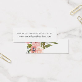 Vattenfärg blommande rosabröllop webbplats RSVP Litet Visitkort