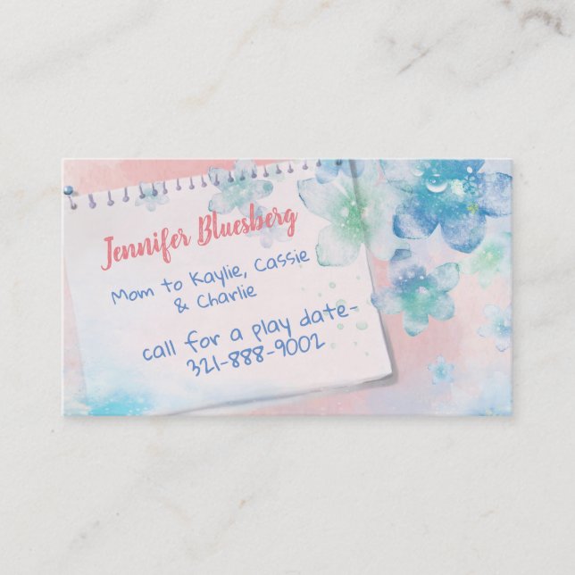 Vattenfärg blommar mammakortet (Framsida)