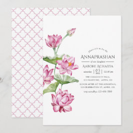 Vattenfärg Blommig Annaprashan Första Risceremoni Inbjudningar