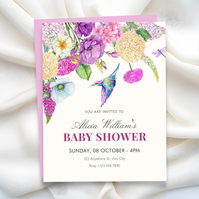 Vattenfärg blommig arrangemang baby shower  inbjudningar (Skapare uppladdad)