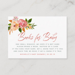Vattenfärg blommig Baby Shower Bokförfrågan Tilläggskort