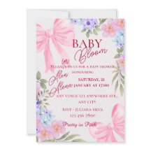 Vattenfärg Blommig baby shower inbjudan