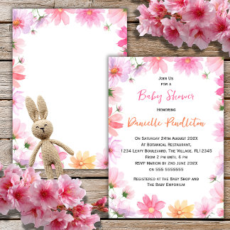 Vattenfärg Blommig Baby Shower Inbjudan