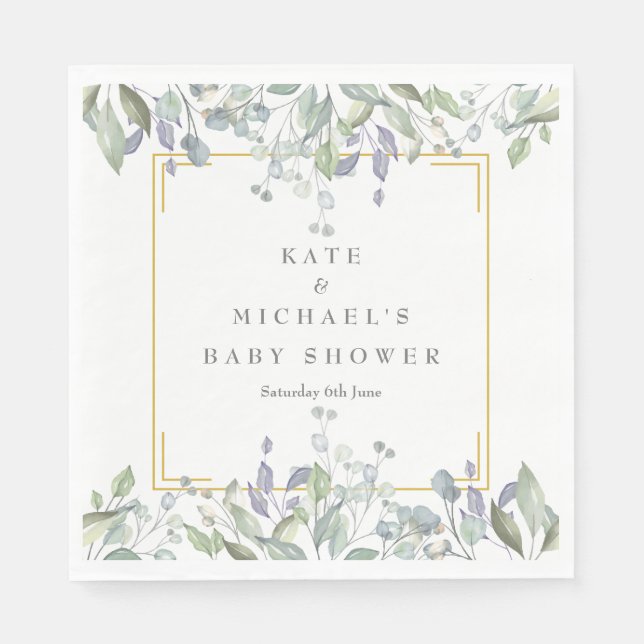 Vattenfärg Blommig Baby Shower/Sprinkle/Par Pappersservett (Framsidan)