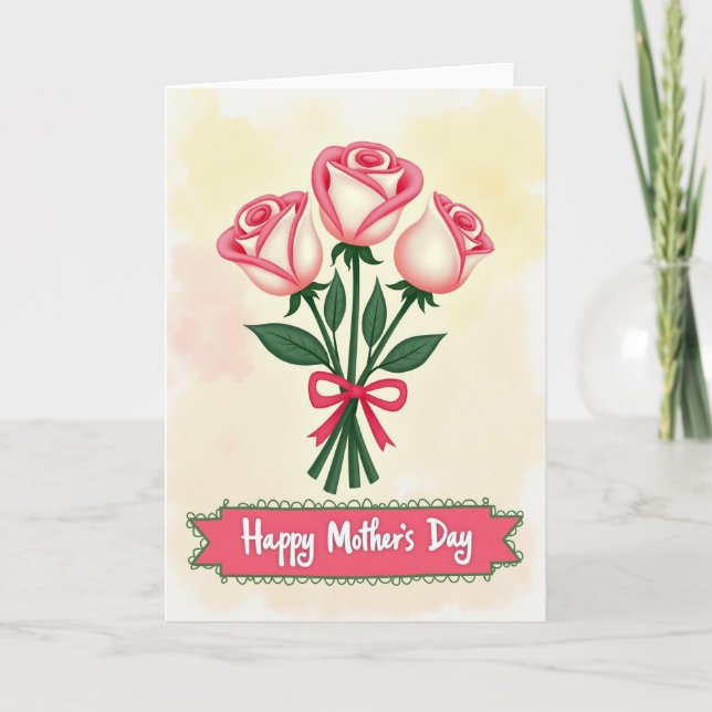 Vattenfärg Blommig Bannerkort Kort (Framsida)