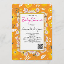 Vattenfärg Blommig Bebis Bjudan till Baby Shower