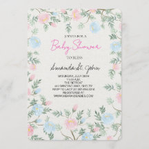 Vattenfärg Blommig Bebis Shower Inbjudan