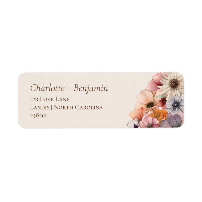 Vattenfärg Blommig Beige Babykalas Returadress Returadress Etikett (Framsidan)