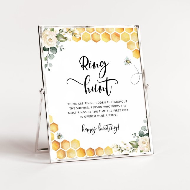 Vattenfärg blommig bin ringjakt bröllopsdusch spel poster (Skapare uppladdad)