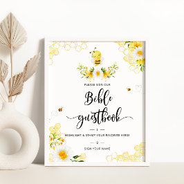 Vattenfärg blommig bivälkomstbok poster