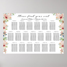 Vattenfärg Blommig Bordplacering för Bröllop 19 Bo Poster