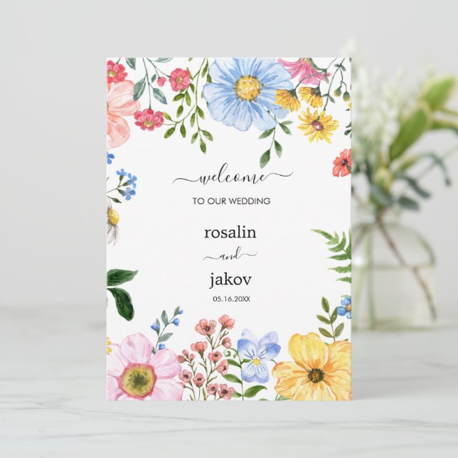Vattenfärg Blommig Bröllop Rustikt Bröllop Inbjudningar (Stående Fram)